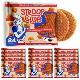 Stroop Club Traditional Organic Stroopwafel Caramel Treats | Vegan, Plant-Based and Dutch-Approved Indulgence - 24 Vegan Waffle cookies (12 Pack of 2)