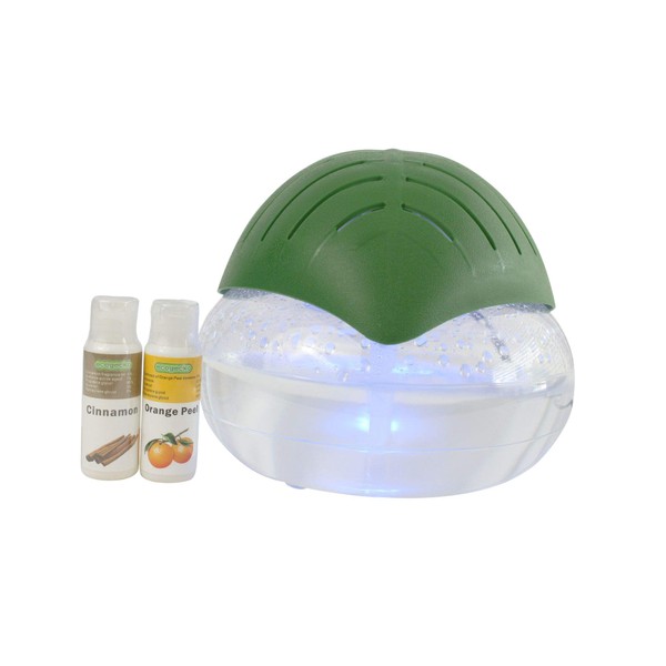 EcoGecko Green Leaf Air Revitalizer, Air Freshener, Room Aromatizer, Aromatherapy, Aroma and Essential Oil Diffuser with 30ml Orange Peel and 30ml Cinnamon Oil