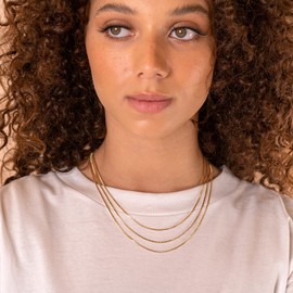 PAVOI 14K Gold Plated Triple Chain for Women | Gold Jewelry for Women | Trendy Necklaces | Yellow Gold Plated Chain | 1.1mm Thick | Yellow Gold