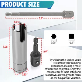 Aussio Trailer Crank Handle Kits Fits for Coleman Fleetwood Pop Up RV Crank Handles Replacement Kits 3/8 Socket Popup Trailer Accessories RV Camper Replacement Cranks Handle Pop Up Camper Parts