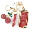 Rayslesan Sparkly Key Fob Cover with Cherry Keychain, Bling TPU