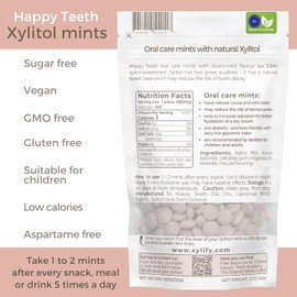 Xylitol Mints for Oral Care - Choco-Mint flavor, 100% Xylitol sweetened, Sugar Free Mints, Happy Teeth dental mints from Finland, 5oz - 240 mints