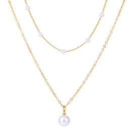 Dainty Gold Pearl Choker Necklace Tiny Imitation Pearl Pendant Necklaces Layered Pearl Necklaces Pearl Jewelry Gift for Women-D Style