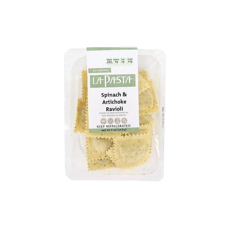 La Pasta Artichoke & Spinach Ravioli (Case of 8)