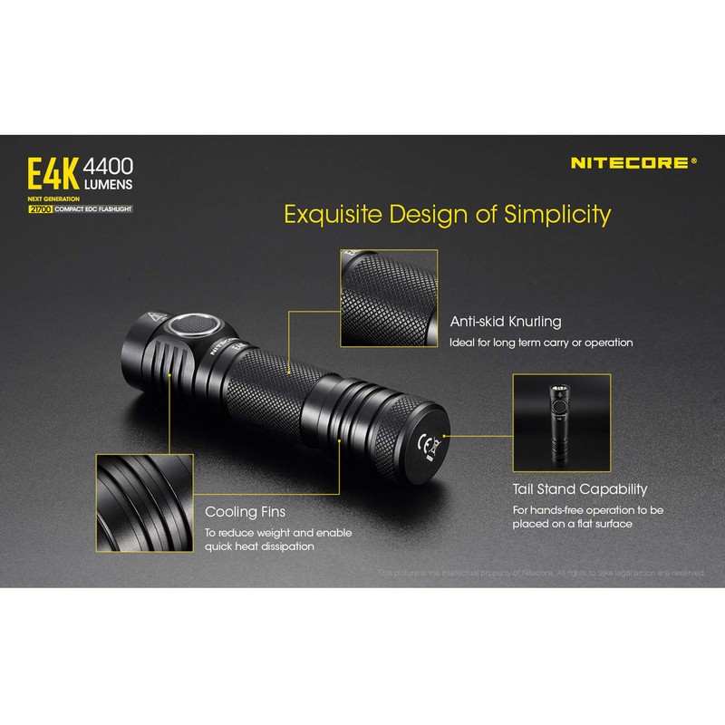 NITECORE E4K 4400 Lumens EDC Flashlight with 5000mAh USB-C Rechargeable