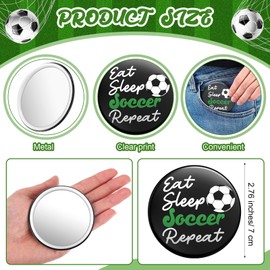 Yookeer 18 Pcs Soccer Gifts for Team Bulk Soccer Compact Round Makeup Mirror 2.76 Inch Portable Sport Pocket Mirror for Purse Bag Ideas Team Girl Player Accessories Party Supplies