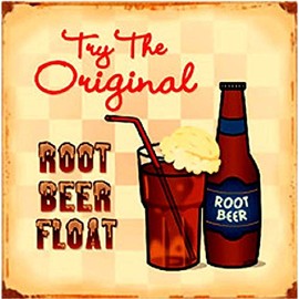 Signs 4 Fun SIGM14 Root Beer Float Metal Sign, Brown