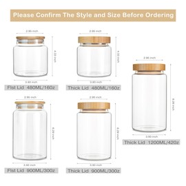 MOLADRI 900ML/30Oz Clear Cute Glass Storage Canister Holder with Airtight Bamboo Lid, Modern Decorative Medium Container Jar for Coffee, Spice, Candy, Salt, Cookie, Condiment, Pepper, Sugar