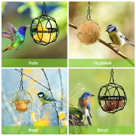 Fat Ball Feeder, 6PCS Metal Bird Feeders Hanging Fat Balls Robin Bird Feeders for Wild Birds, Squirrel Proof Bird Feeders Fat Ball Bird Holder with 6 S-Shaped Hooks for Outdoor Wildlife Birds Sparrow
