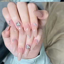 Nail Tip, Long Nail Tip, 24 Pieces, Popular, 3D Nail Tip, Glitter, Korea, Stylish, Handmade Nail Tip, Gel Nail, Nail Seal, Cute, False Nail, Long, Nail Tip, Bridal, Wedding, Party, Dating, Daily Life