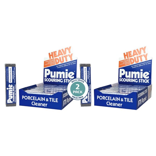 PUMIE Heavy Duty Scouring Sticks, By United States Pumice Co, Cleans Porcelain, Ceramic Tile, Concrete Masonry and Iron, Institutional Pack of 24 Bars