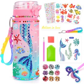 Mermaid Gifts for Girls 5 6 7 8 9 10 Years, Drinking Bottle Craft Set Children from 6 8 10 11 Years DIY Water Bottle Craft Diamond Painting Children Birthday Toy Girls 4-12 Years