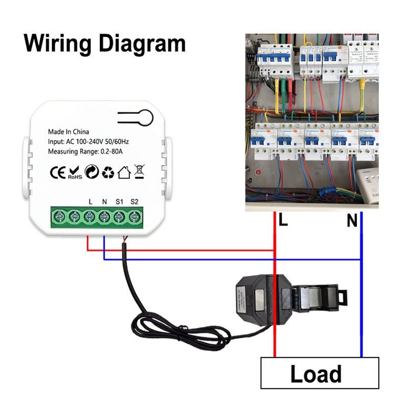 Smart Energy Meter WIFI Power Consumption Monitor Single Phase 100‑240V