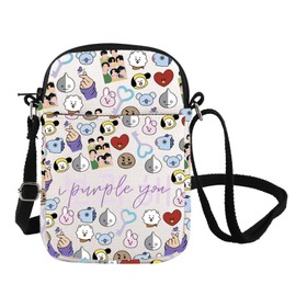 Bangtan Inspire Crossbody Bag K-pop Characters Shoulder Bag Army Members Fans Merch I Purple You Gift (Purple You CB CA)