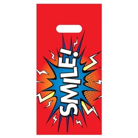 Practicon Electric Smile 6" x 12" Dental Giveaway Bags, Dental Hygiene Patient Care Goodie Bag, Dentist Office Plastic Gift Bags, 100 Pack