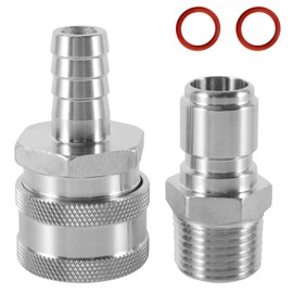 FERRODAY 1 Pair Stainless Steel 1/2 Quick Disconnect Set with 1/2 MPT male thread Beer Brewing Connector, 1/2" Barb Female Brewing Quick Disconnect For Brewing