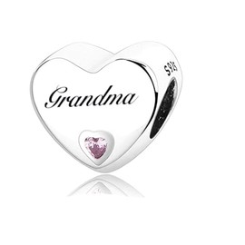 MsRosy New Women's S925 Sterling Silver Hearts Charms Moments For Bracelets and Necklaces Gift For All the Family and Friends (Grandma charm)