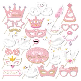 Pack of 25 Photo Props, Swan Photo Props Photo Box Accessories, Party Photo Booth Props Decoration for Birthday, Wedding, Table Decoration Birthday, Carnival, Party Decoration Accessories, Party