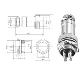 Aiqeer 5 Pcs 4-Pin GX16 Aviation Connector, 16 mm Thread Panel Metal Aviation Cable Connector, 5A Male Female Aviation Connector Plug Socket Kit, with Rubber Cap and Phillips Screwdriver