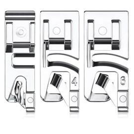 Yuerme 3Pcs Narrow Rolled Hem Foot, 3/4/6 mm Sewing Rolled Hemmer Foot, Sewing Machine Rolled Hem Presser Foot, Suitable for Household Multi-Function Low Shank Snap-On Sewing Machines