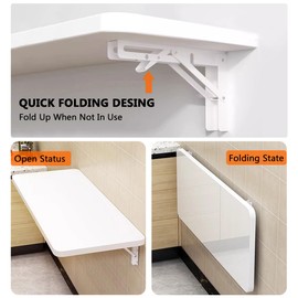 Wall Mounted Folding Table,floating desk for wall,folding wall desks for small spaces,hanging desk for Home Office Computer Workstation,Study Work Bench, Kitchen Dining (white, 35.4"×19.6"(90×50cm))