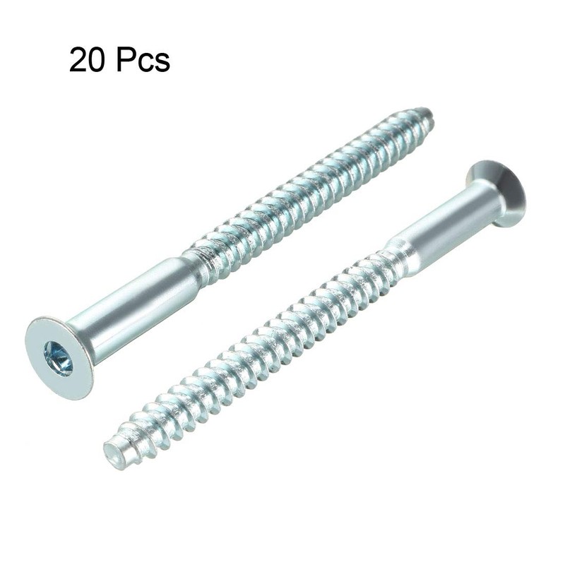 sourcing map Furniture Confirmat Screw 7x85mm Hex Socket Wood Screws