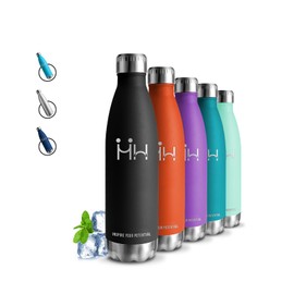 Grsta Thermos Flask, Water Bottle, 0.5 Litres, BPA-Free, Stainless Steel, Double-Walled Vacuum Insulated, Metal Water Bottle for School, Offices, Camping