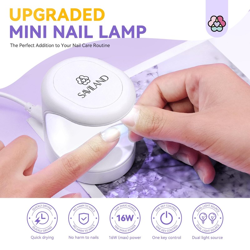 Saviland Mini Nail Lamp, Quick-Dry Gel Nail Lamp 16W, Portable