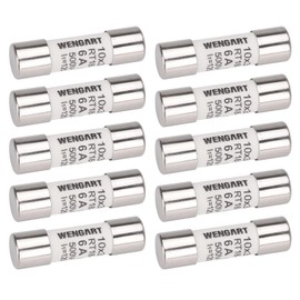 Wengart AC Cylinder Fuse Insert RT18-32 (RO15), Pack of 10, 10 x 38 mm, AC500 V, 120 kA, 6 A Strong Switching Capacity, Can Reliably Protect the Circuit