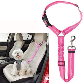 Dog Seat Belts For Cars, Headrest Dog Car Seat Belt Adjustable Elastic Bungee, Dog Car Harness, Car Dog Seat Belt, Elastic Puppy Restraint Strong Leash Leads, Easy to Use (ROSE)
