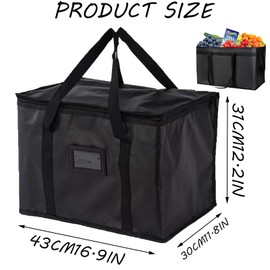 EXQUMAX Food Delivery Bag, Large Thermal Bag for Food Delivery, 50L Insulated Cooler Bag Foldable Reusable Grocery Bag Warm & Cooler Bags for Food & Grocery Delivery Bag Hold (43 * 30 * 31CM)