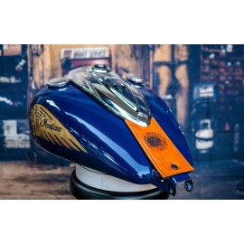 The Dirty Gringo Retro Logo Tan Leather Indian Chief Motorcycle Leather Gas Tank Bib Panel