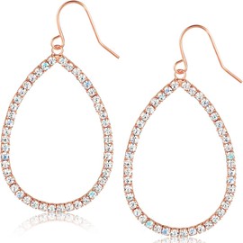 Simulated Diamond Teardrop Earrings for Women - Rhinestone Earring Dangles for Women - Sparkly CZ Cubic Zirconia Earrings - Sparkling Bling Elegant Hoop Earrings