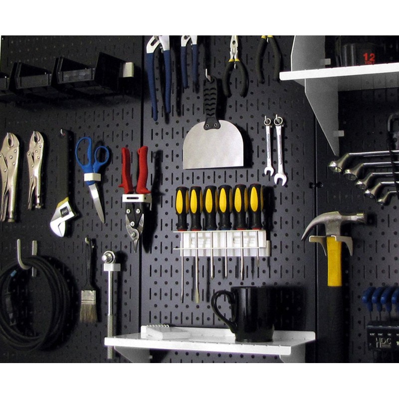 Wall Control 30-P-3232B Black Metal Pegboard Pack - (2) 32"