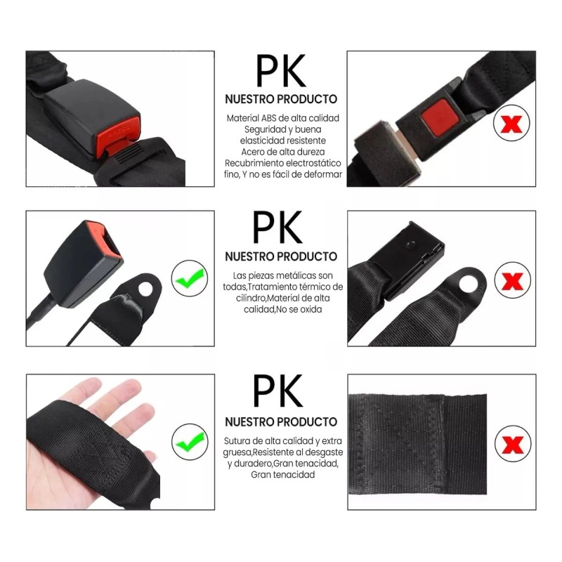 Cinturón De Seguridad Retráctil Universal 3 Punto Para Coche