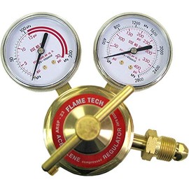 FlameTech ARSP-23 Medium-Heavy Duty Acetylene Regulator, CGA510, Victor Compatible, Tested in The USA