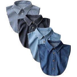 NIDMIDO 4 Packs Cotton Fake Collar Detachable Dickey Collar Blouse Half Shirts Faux False Collar for Women & Men Favors