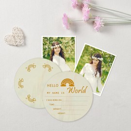 baby announcement sign,hello world newborn sign,baby name sign,welcome baby sign,birth announcement sign (wood color(round))
