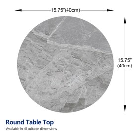 ZL ZELing Round Sintered Stone Table Top 15.7",Replacement Table Top for Indoor & Outdoor - Heat/Scratch Resistant Waterproof Ceramic DIY Desktop,Patio/Balcony/Bistro/Café & Dining Room (Gray)