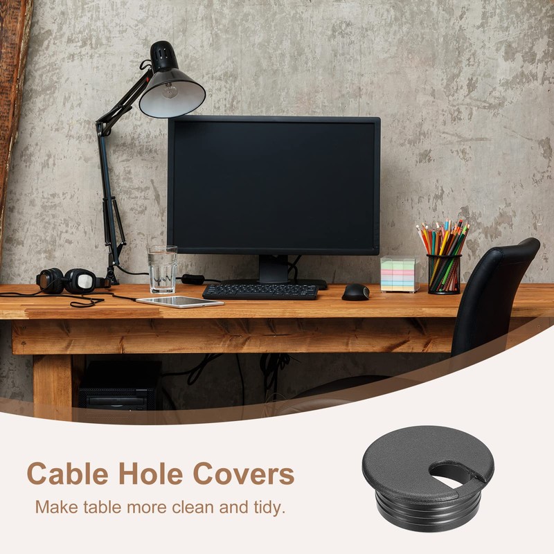sourcing map Cable Hole Cover, 2Pcs 45mm/1-3/4inch ABS Desk Cable
