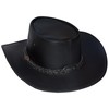 Black Jungle Broome Cowboy Hat Cowhide Leather with Chin Strap,