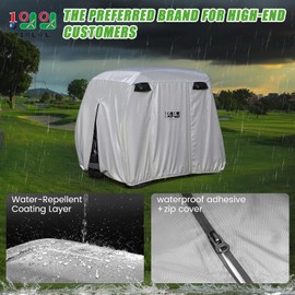 10L0L 4 Passenger Golf Cart Cover Fits EZGO, Club Car, Yamaha, 400D Waterproof Windproof Sunproof Outdoor All-Weather Polyester Full Cover with Three Zipper Doors - Camouflage