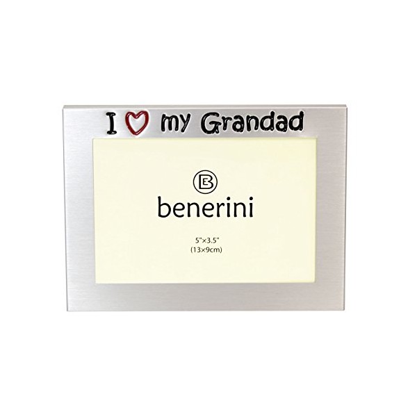 benerini ' I Love My Grandad ' - Photo Picture Frame Gift - 5 x 3.5 - Aluminium Silver Colour Gift for Him