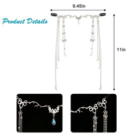 Eliongpu Chinese Retro Fairy Hair Ornaments Headband, Women Head Chain Retro Long Tassel Headpiece Rhinestone Crystal Bridal Forehead Chain Wedding Hair Accessories for Women and Girls