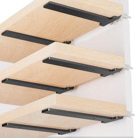 Hidden L Floating Shelf Brackets 10 Inch, 6 Pack Heavy Duty Shelf Brackets Industrial Wall Mounted with Modern Iron Finish