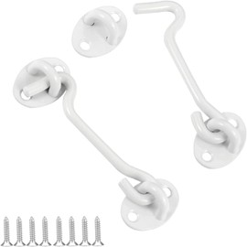 LATRAT Pack of 2 Storm Hooks, 4 Inch Stainless Steel Cabin Hooks, Window Hooks, Eyelet Latches, Door Hooks, Door Latches, for Doors, Windows, White