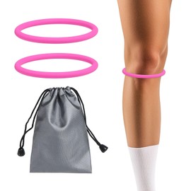 YELARXI Patella Band Silicone Knee Band, Patellar Tendon Support Strap with Storage Bag Fit for Knee Pain Ease Basketball Running Hiking Soccer Sports - (1 Set, Red)