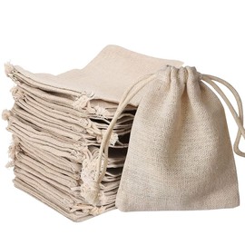 nuoshen 30 Pcs Hessian Bags, 8 X 10 CM Burlap Bags Cotton Drawstring Bag Hessian Fabric Small Drawstring Bag Gift Bag for Jewelry Wedding Christmas Party and DIY Craft