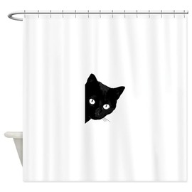 CafePress Black Cat Decorative Fabric Shower Curtain
