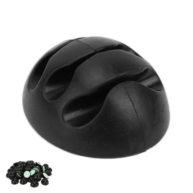 50pcs Cable Clip 3 Hole Silica Gel AntiCorrosion Black Adhesive